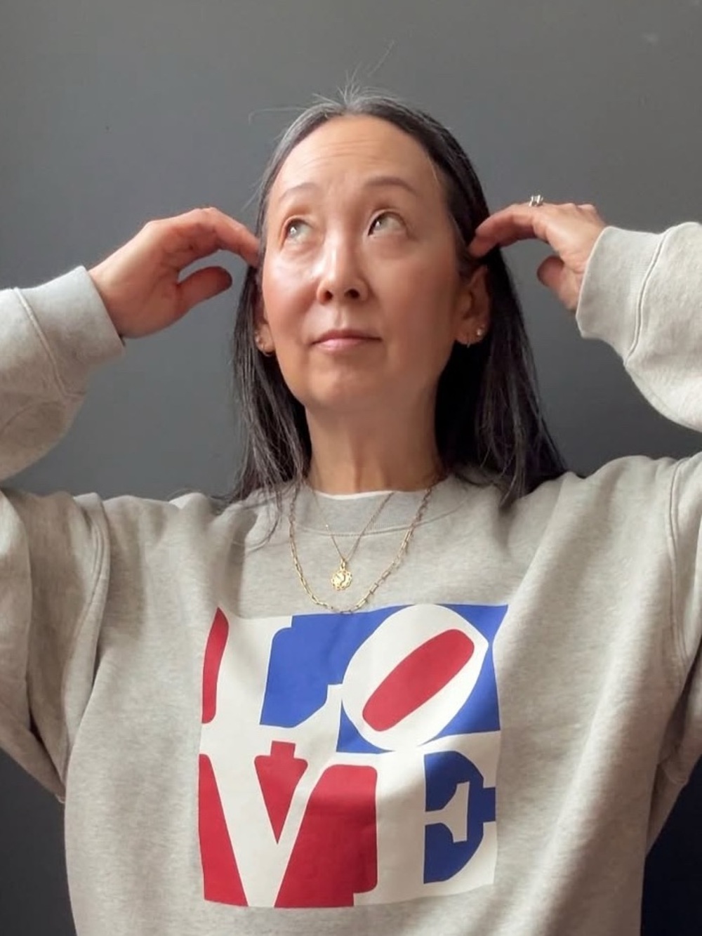 GAP LOVE Graphic Sweatshirt Robert Indiana Art VintageSoft Heathered Grey Sz XL